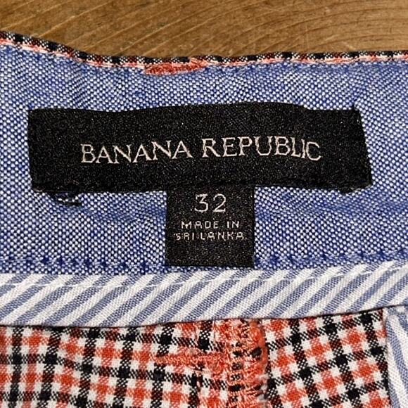 Mens Banana Republic Red Plaid Flat Front Shorts Size 32 - Picture 4 of 8